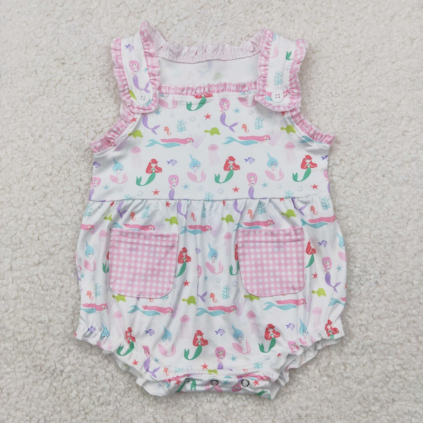 Pink Cartoon pocket Baby RomperSR2880