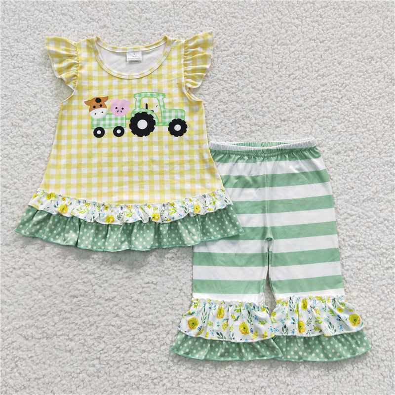Yellow plaid Car Boutique girl outfits