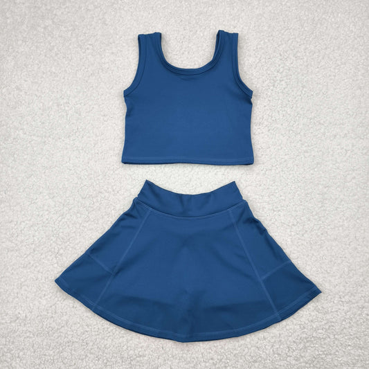 Blue yoga sleeveless girl set