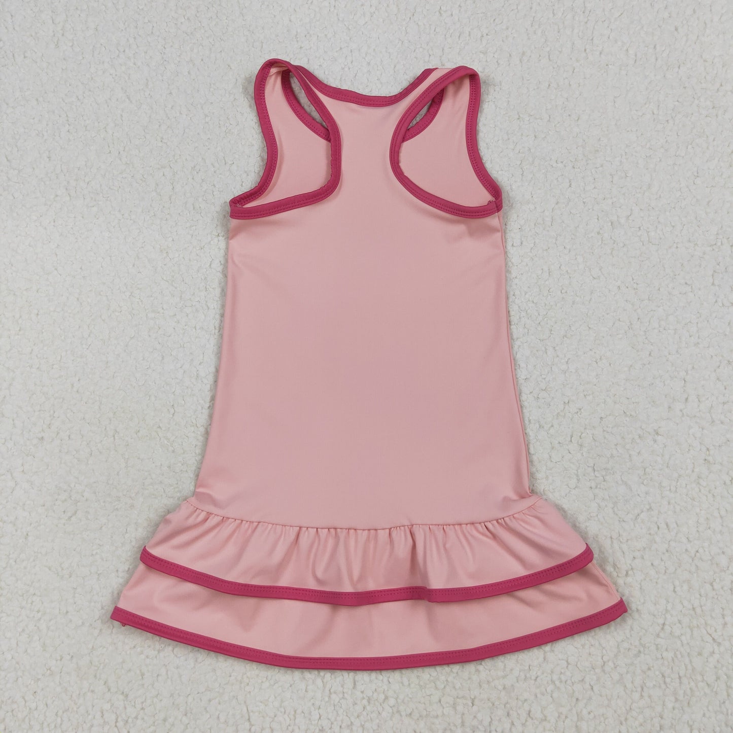 pink yoga sleeveless print girl dress GSD2630