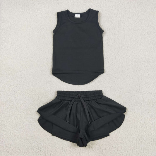 Black yoga girl Sleeveless set