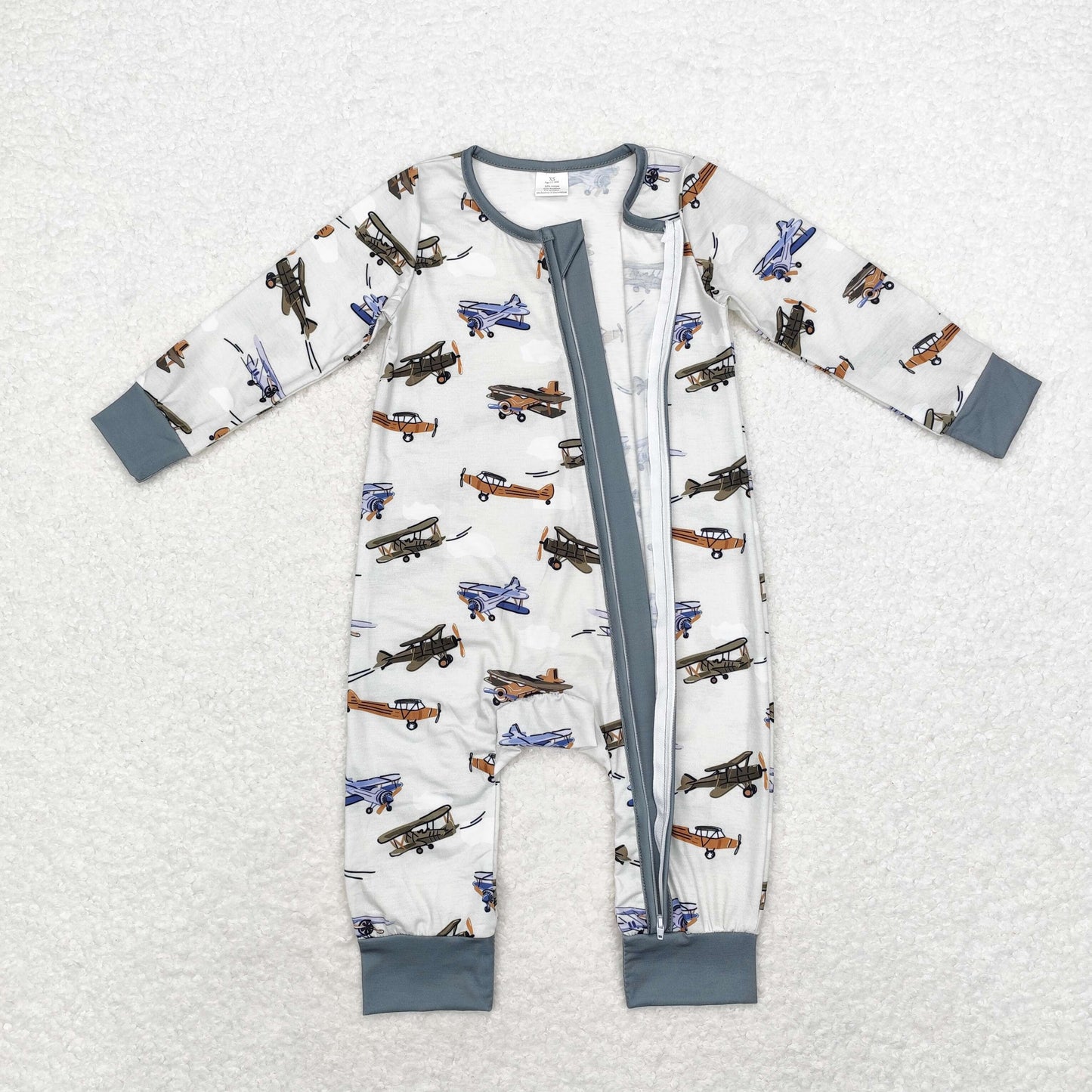 airplane print Baby Romper With zipper( material contains bamboo )