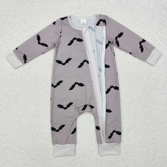 Grey bat print Baby Romper With zipper( material contains bamboo )