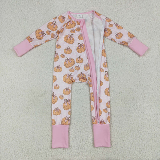 pink pumpkin Print Baby Romper LR2271