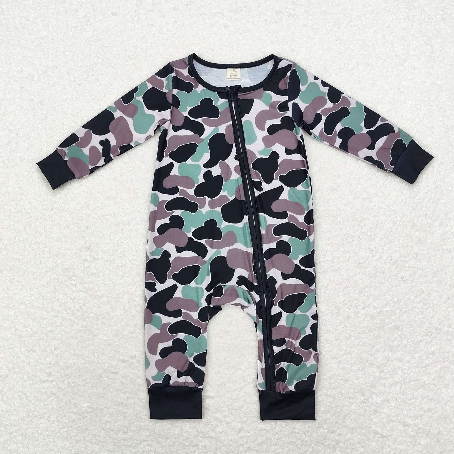 Camo print Baby Romper With zipper( material contains bamboo )