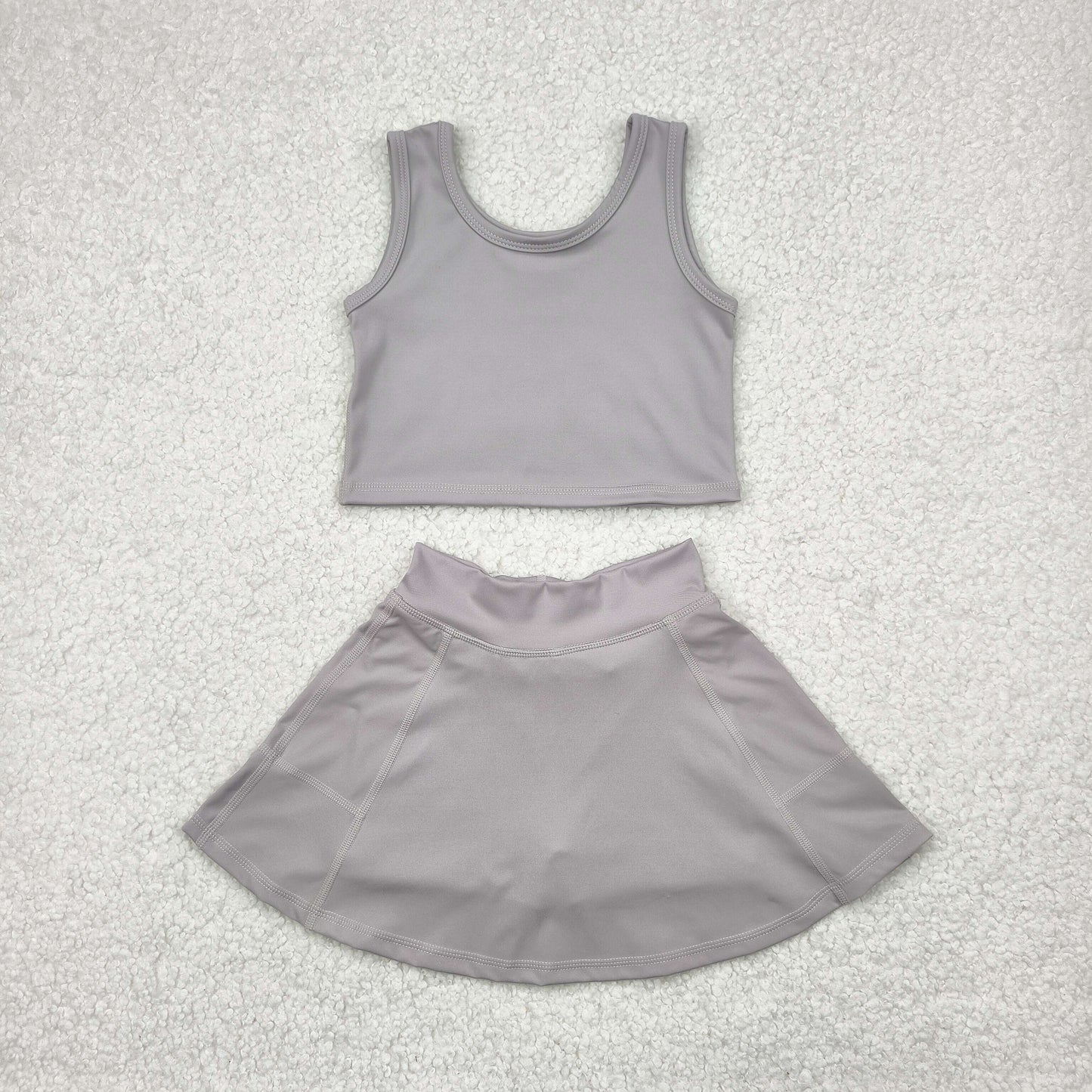 Grey print yoga sleeveless girl set