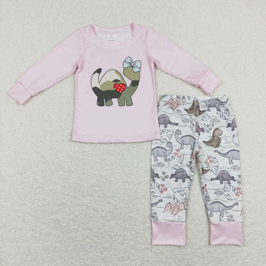 pink dinosaur Print Girls Set