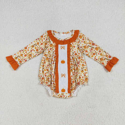 orange flowers pumpkin Baby Romper LR2228