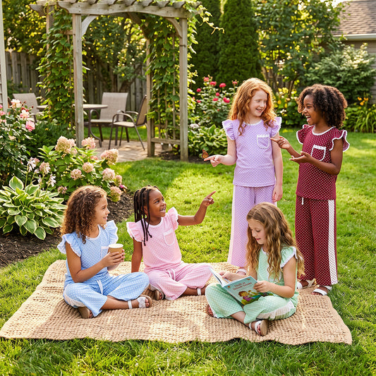 Boutique Colorful Dots Cute Sister Matching Girls Outfits