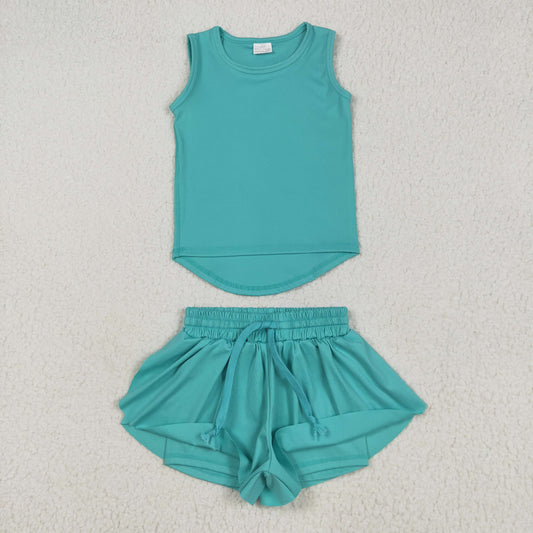 turquoise green yoga girl Sleeveless set GSSO2572