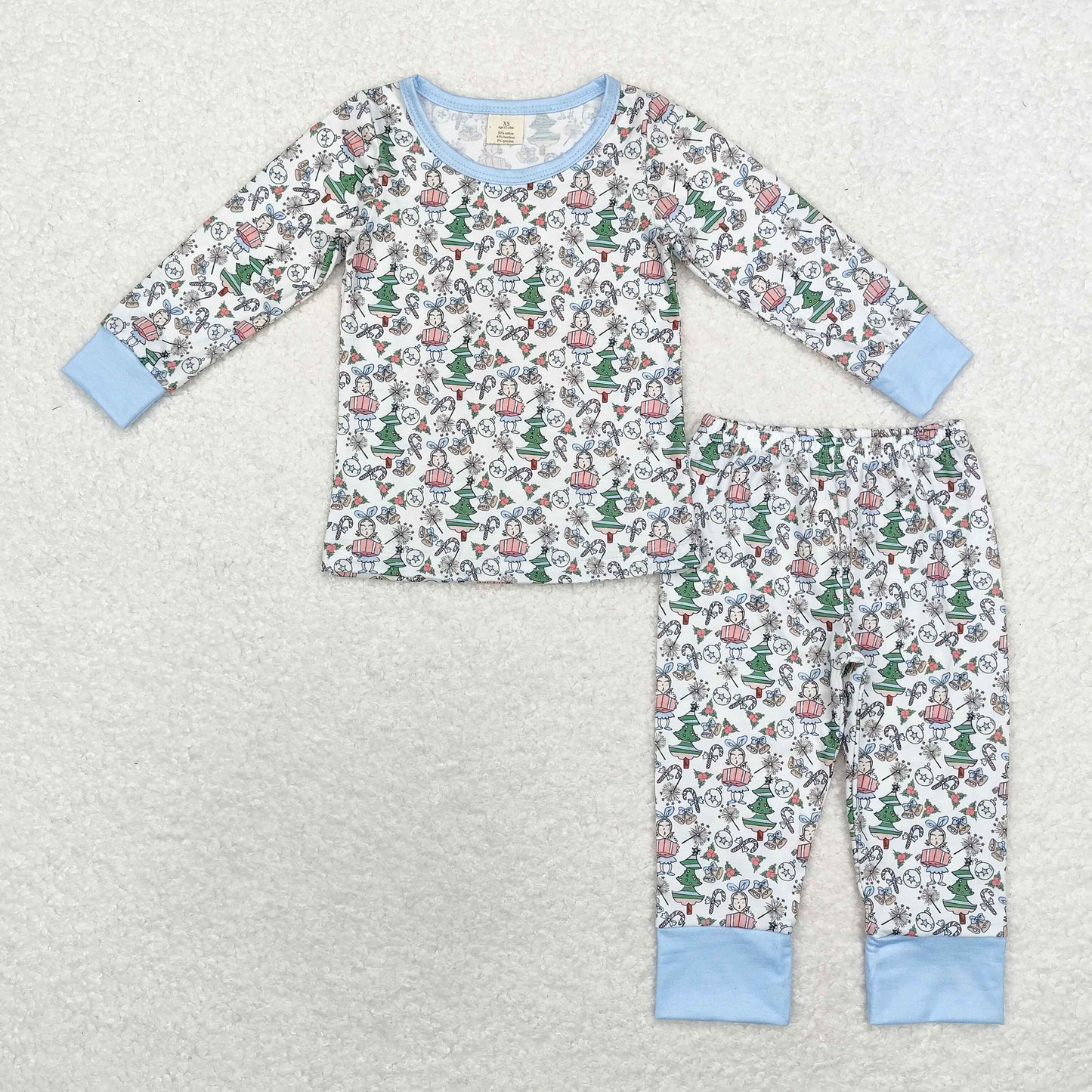 Christmas tree Cartoon Print Long Sleeve Pajamas ( material contains bamboo )