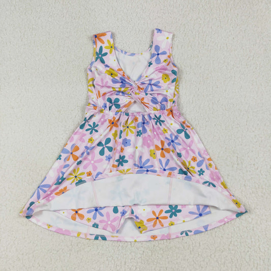 pink flowers yoga sleeveless print girl setGSD2113