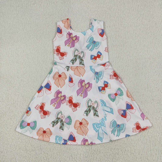 cartoon bows print girl dressGSD2449