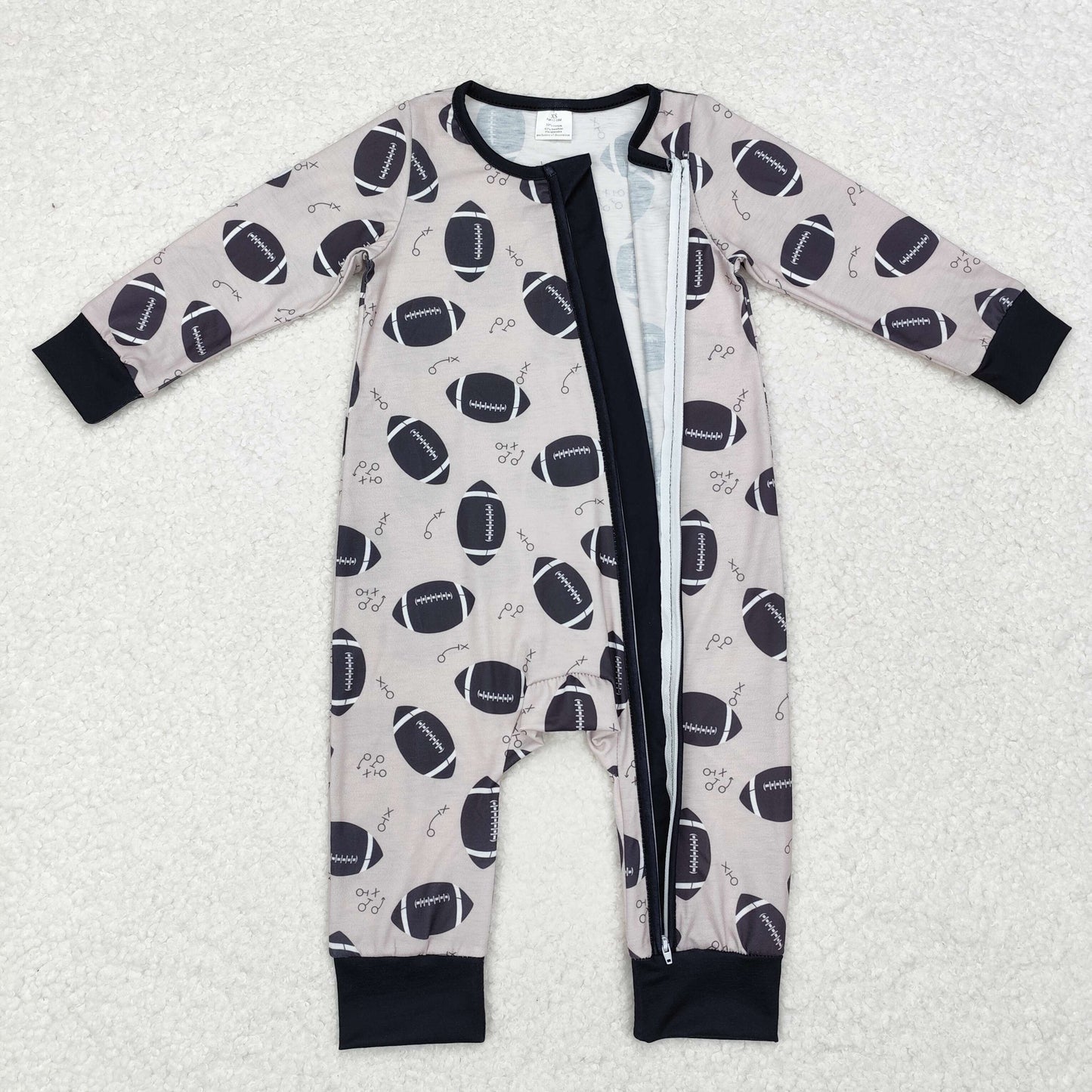 Baseball print Baby Romper With zipper( material contains bamboo )