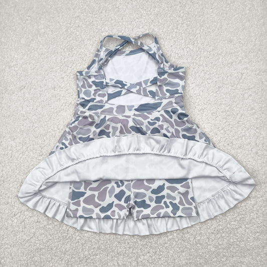 light purple camo yoga sleeveless print girl set