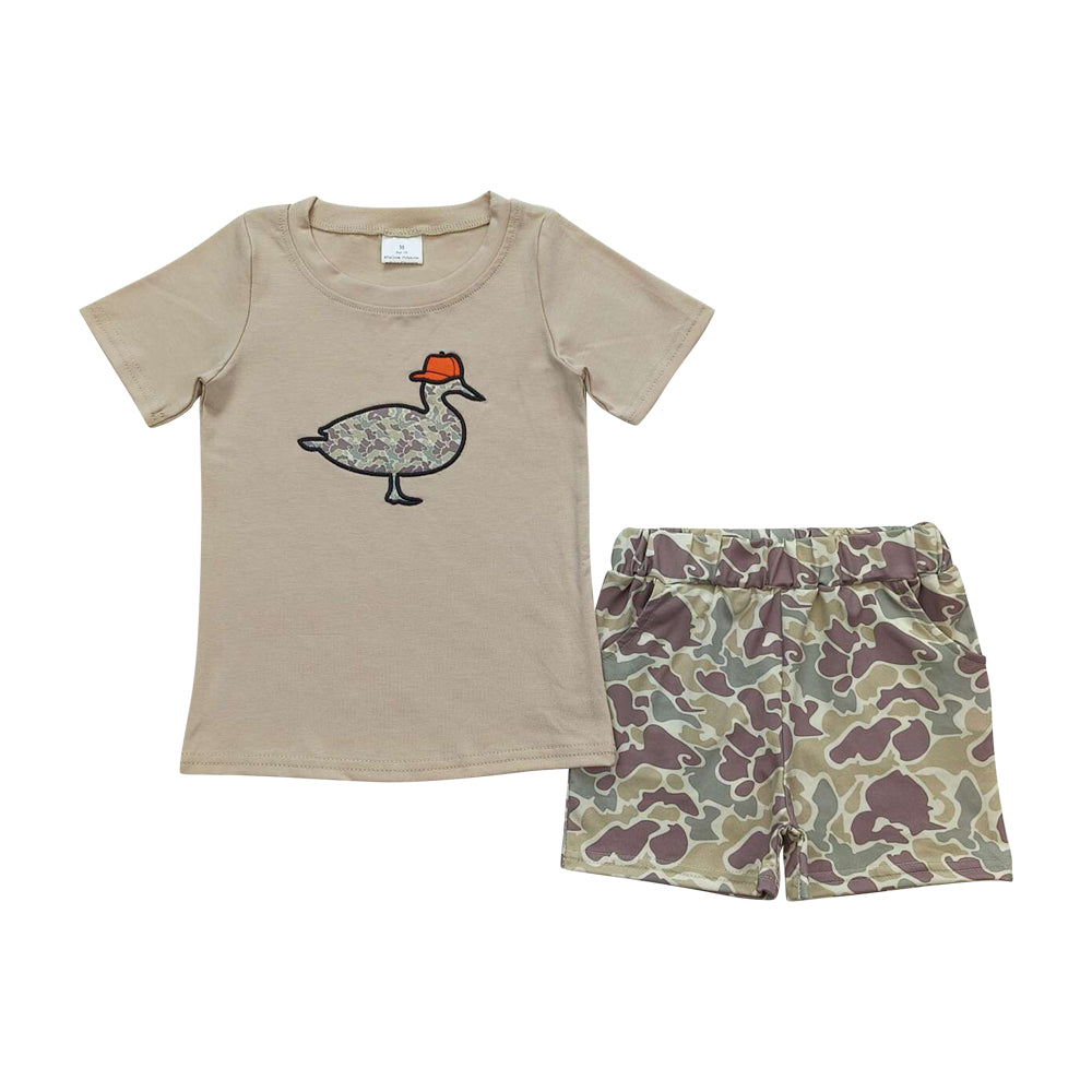 gray embroidered duck camo boy set