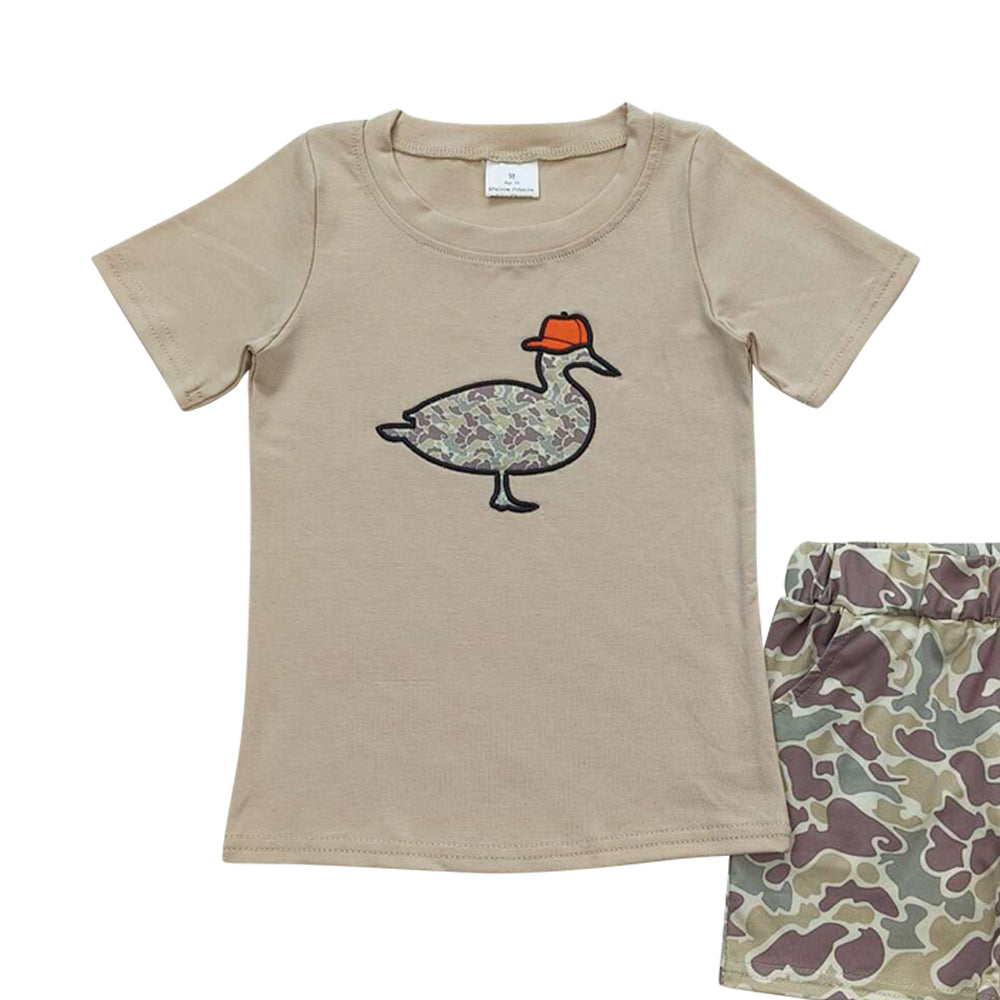 gray embroidered duck camo boy set