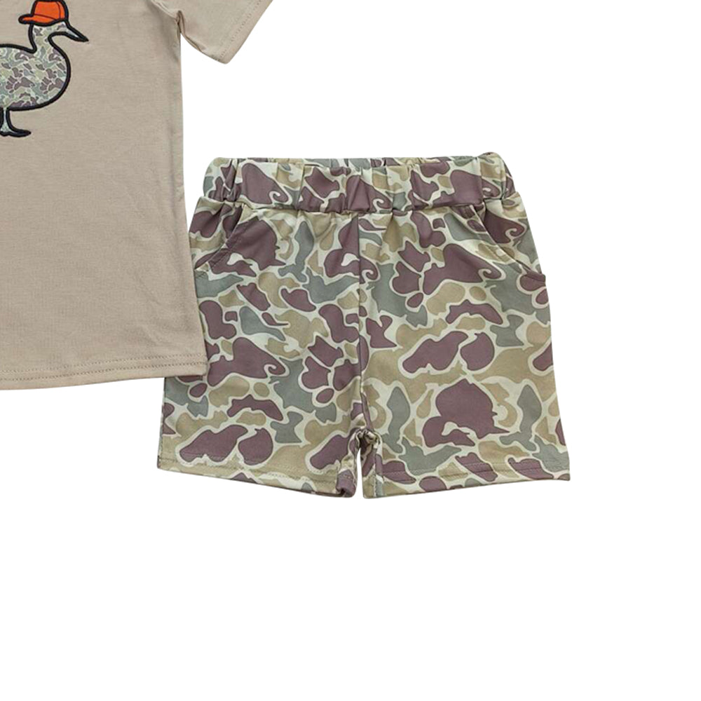 gray embroidered duck camo boy set
