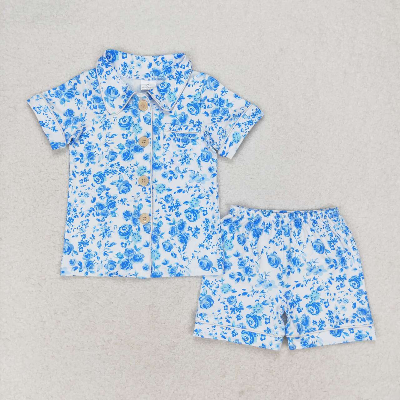 Blue flowers Short Sleeve Short Pajamas