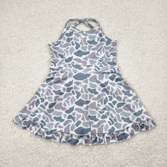 light purple camo yoga sleeveless print girl set