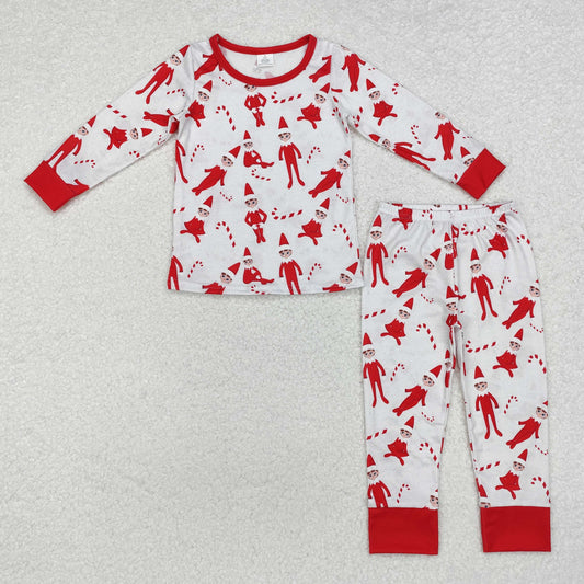 Christmas Red Cartoon print Long Sleeve Pajamas ( material contains bamboo )