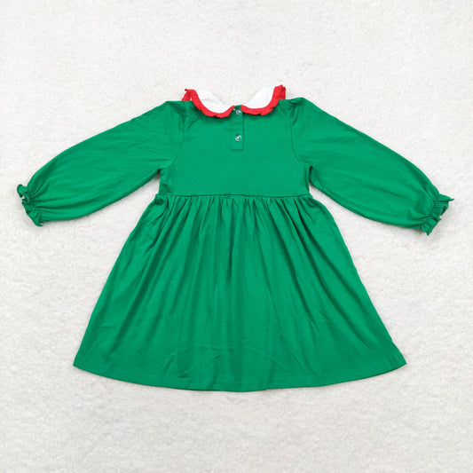 Christmas Smock Green Tree Girls Dress
