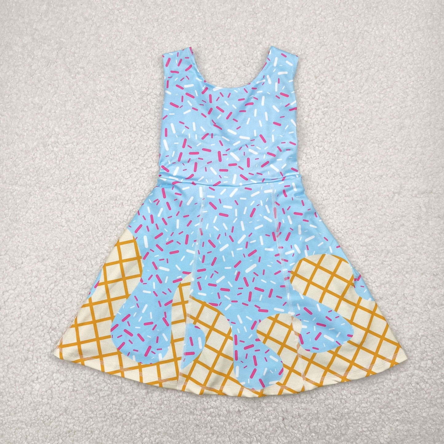 Blue candy sprinkle yoga sleeveless print girl dress