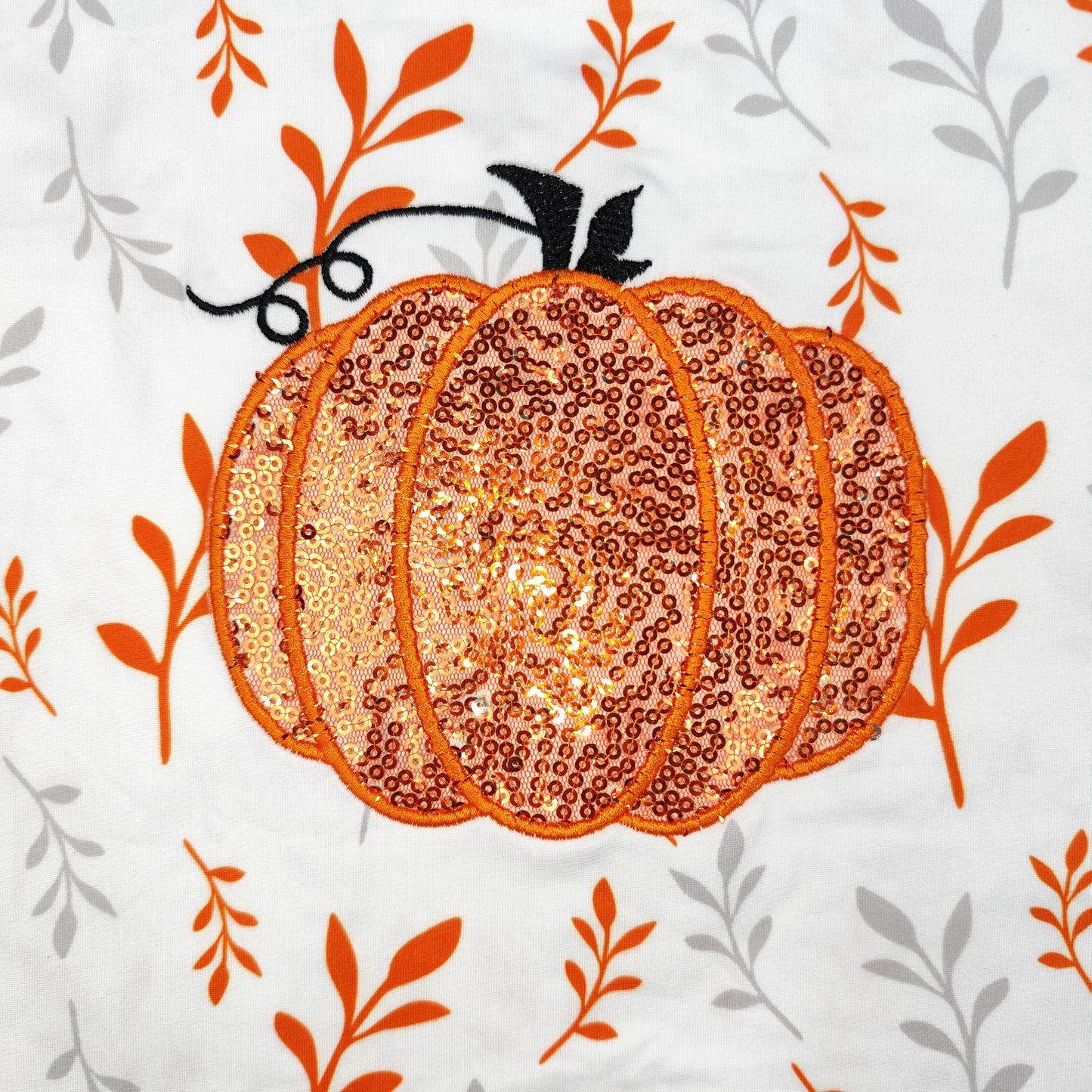 Halloween embroidery sequin pumpkin girls set