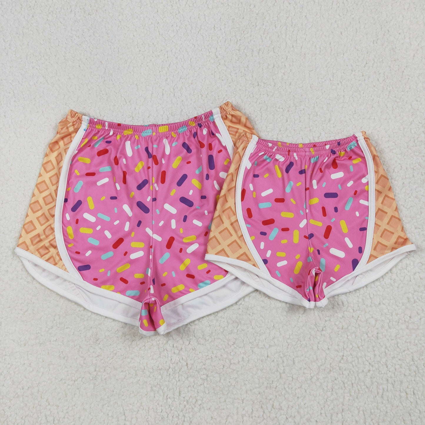 Adult Women Pink ice scream sprinkle Print yoga ShortSS0574