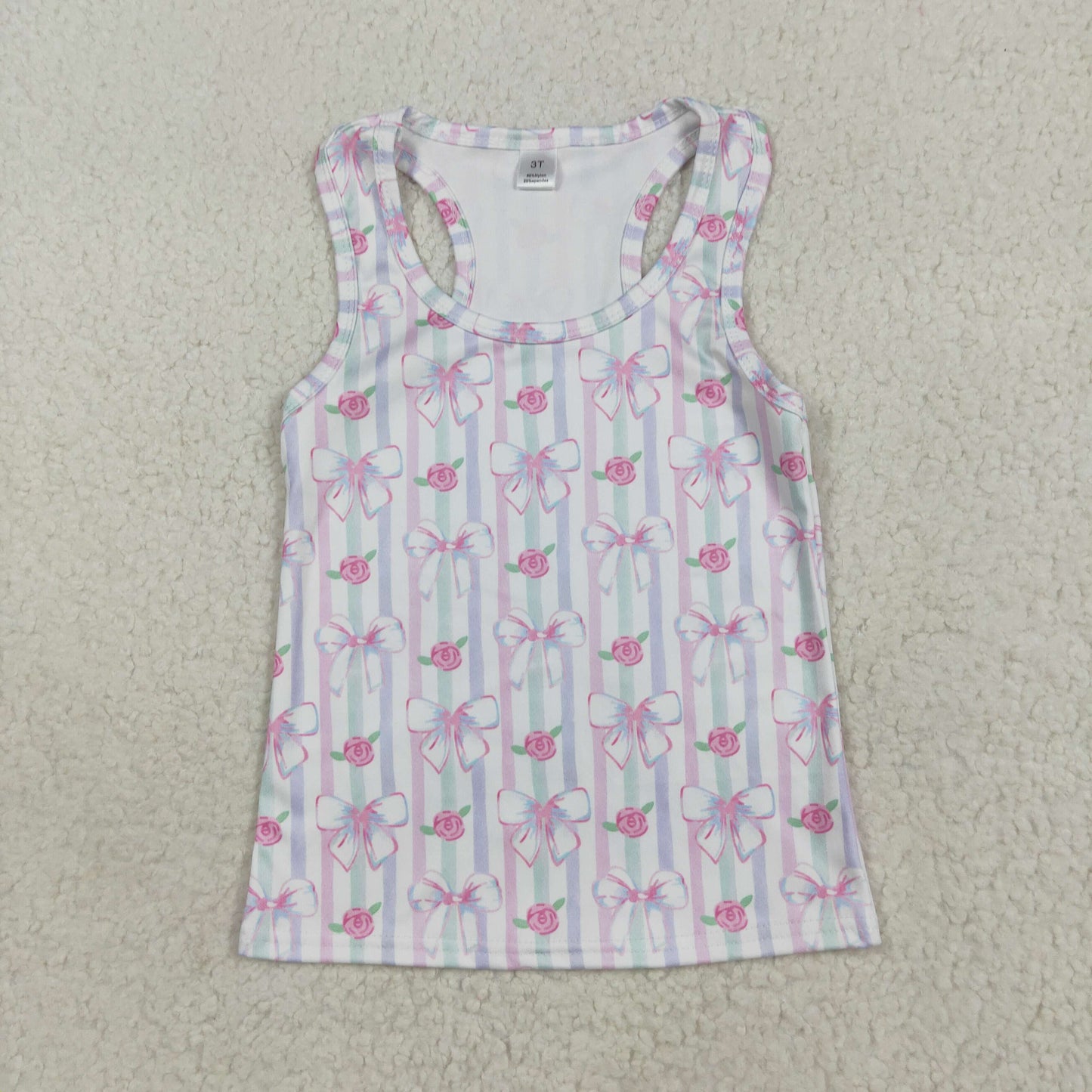 blue pink bows girl yoga vest GT1014