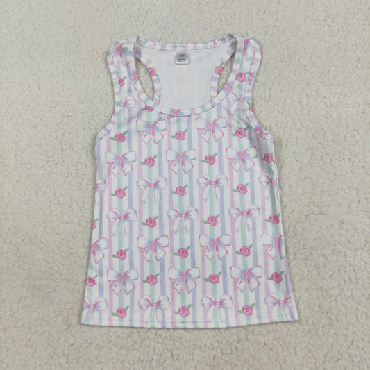 blue pink bows girl yoga vest GT1014