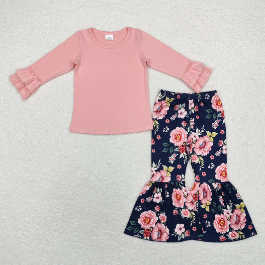 Fall Pink flowers Girls Set