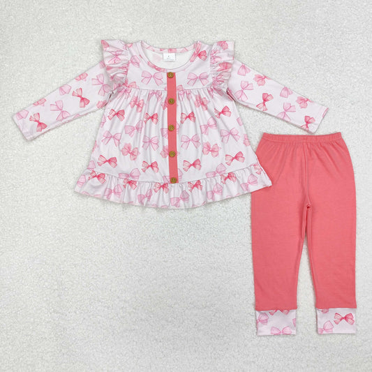 Pink bow Long Sleeve Girls Set