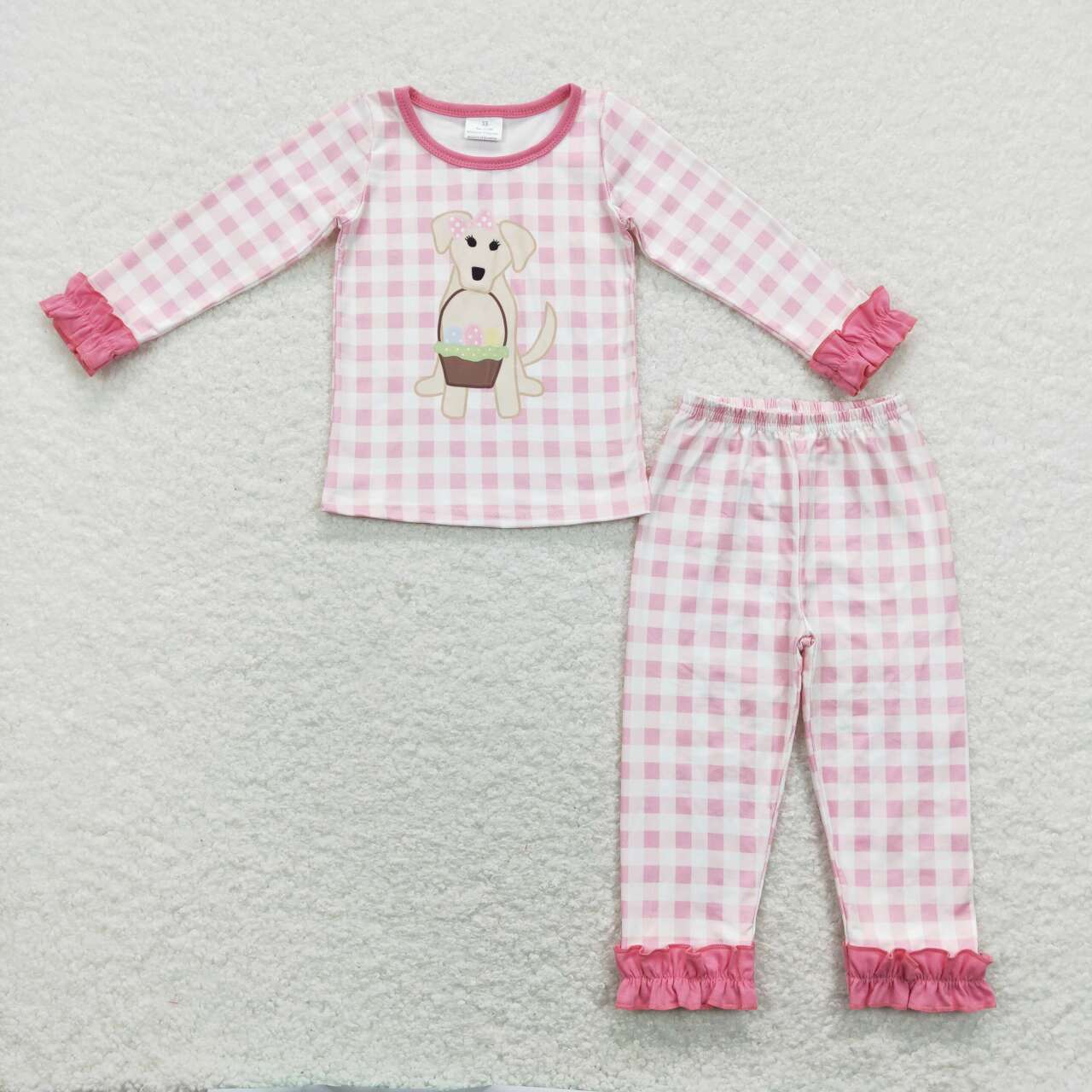 Easter Puppy & Bunny Buddies Pajama with Pink Neck & Trim/Sleeves