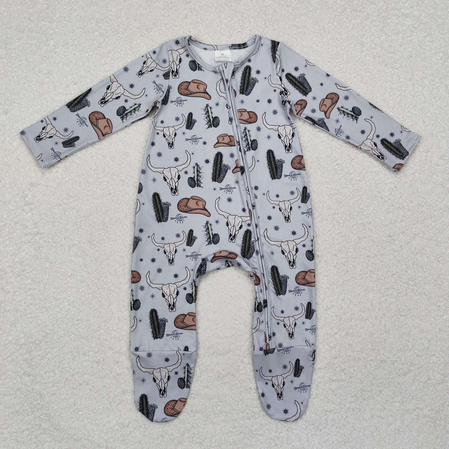 Western cactus Baby Romper With zipper