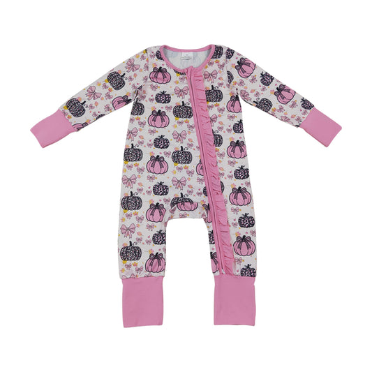 Halloween Pink Pumpkin long sleeves Baby Romper LR3061
