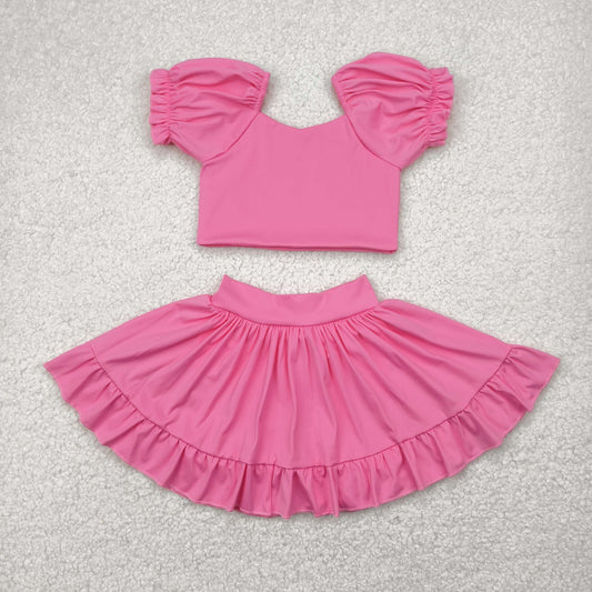 Pink yoga sleeveless girl set