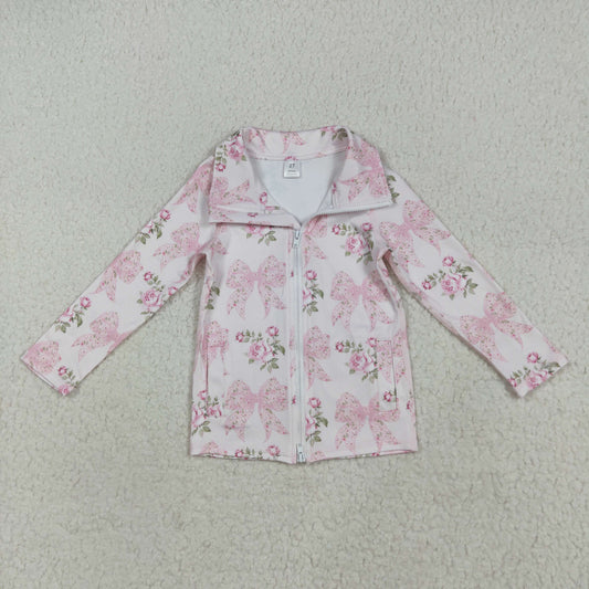 pink bows flowers yoga coat tops GT1075