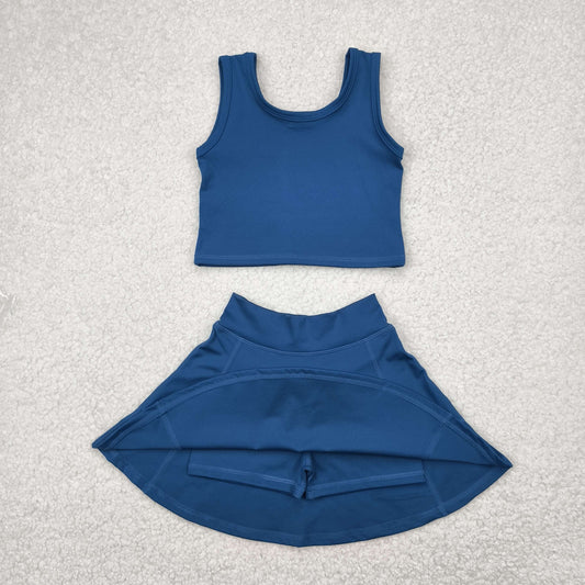 Blue yoga sleeveless girl set