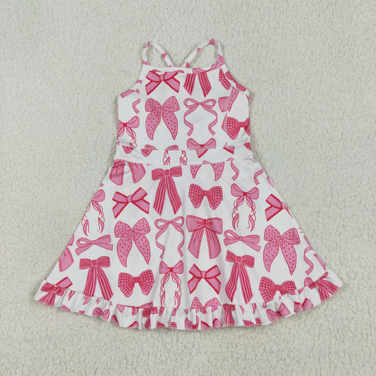 pink bows yoga sleeveless print girl setGSD2564