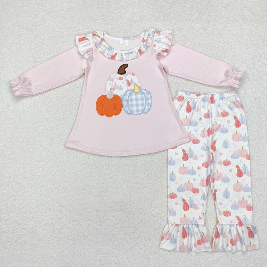 Fall floral pumpkin Long Sleeve Girls Set