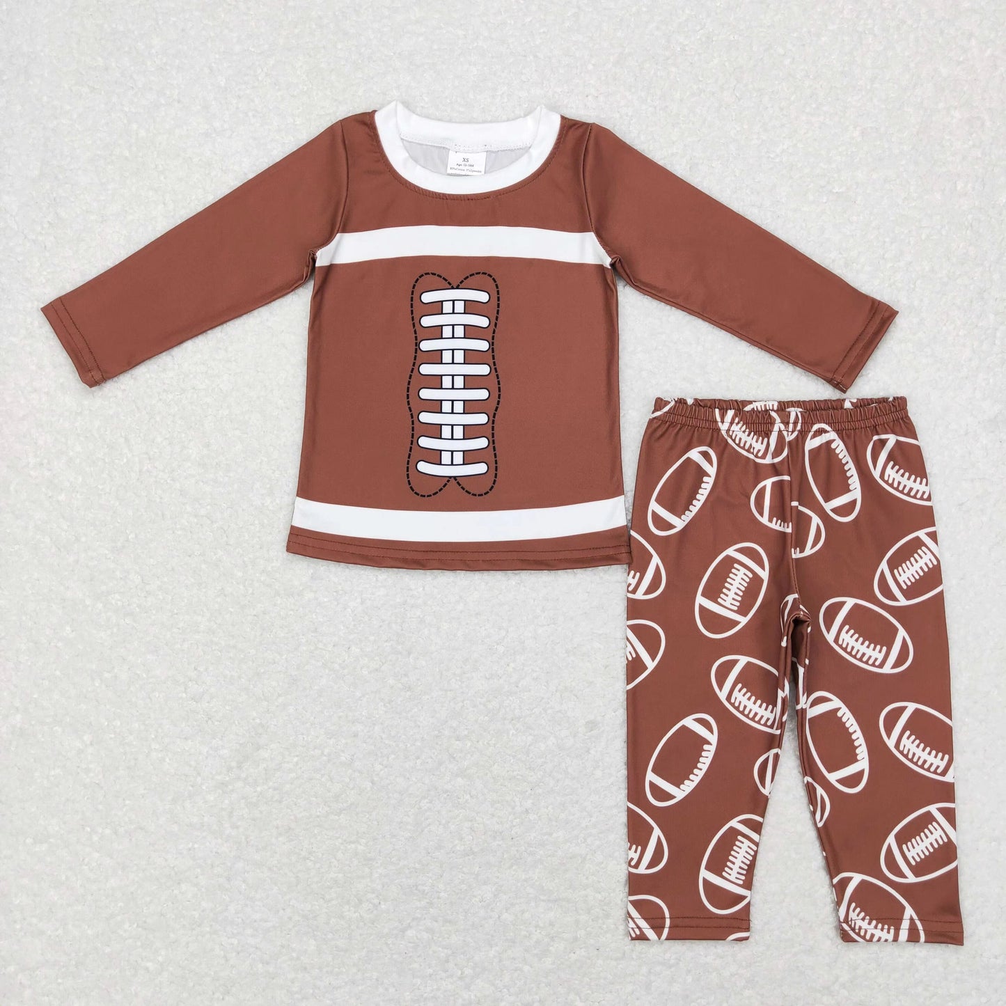 brown Baseball Print Long Sleeve Pajamas