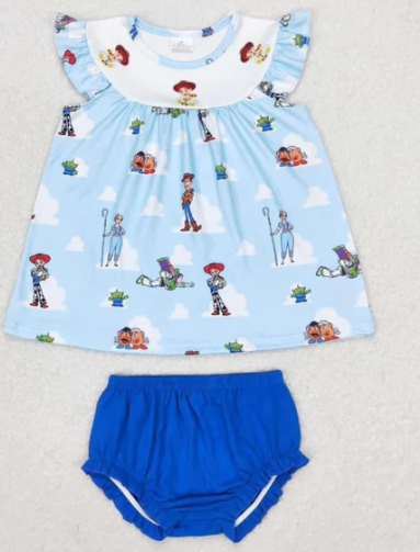 Blue Cartoonl Girls's Bummies