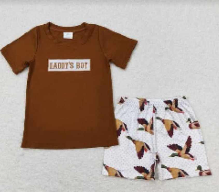 brown Duck Embroidered DADDY'S Boy Set