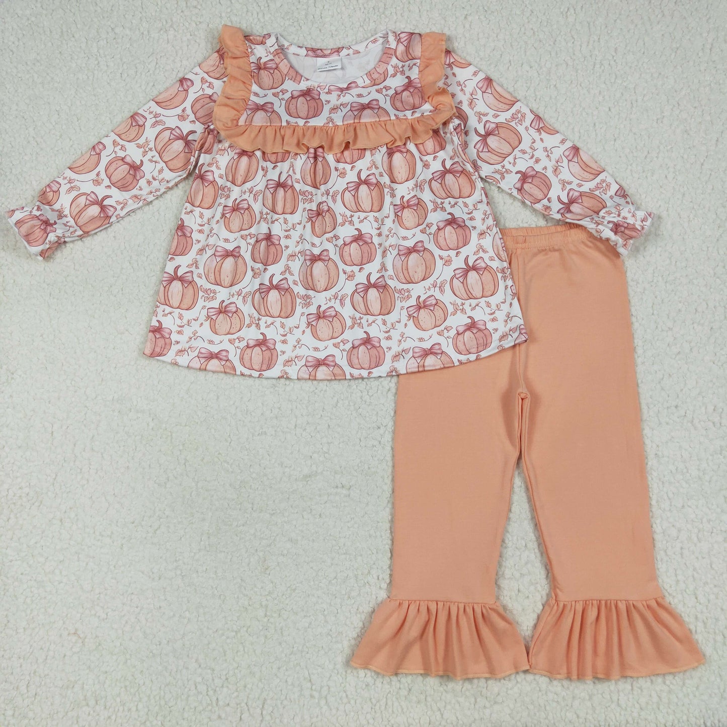 orange pumpkin print girl outfits GLP2452