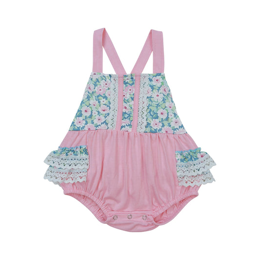 pink flower print Baby Romper