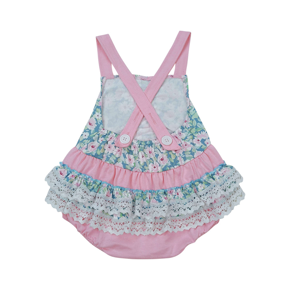 pink flower print Baby Romper