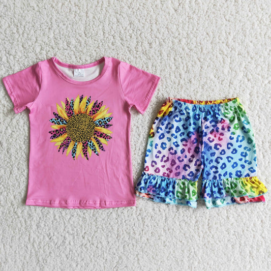 pink sunflowers print set D11-11