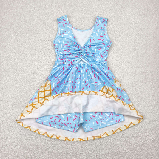 Blue candy sprinkle yoga sleeveless print girl dress