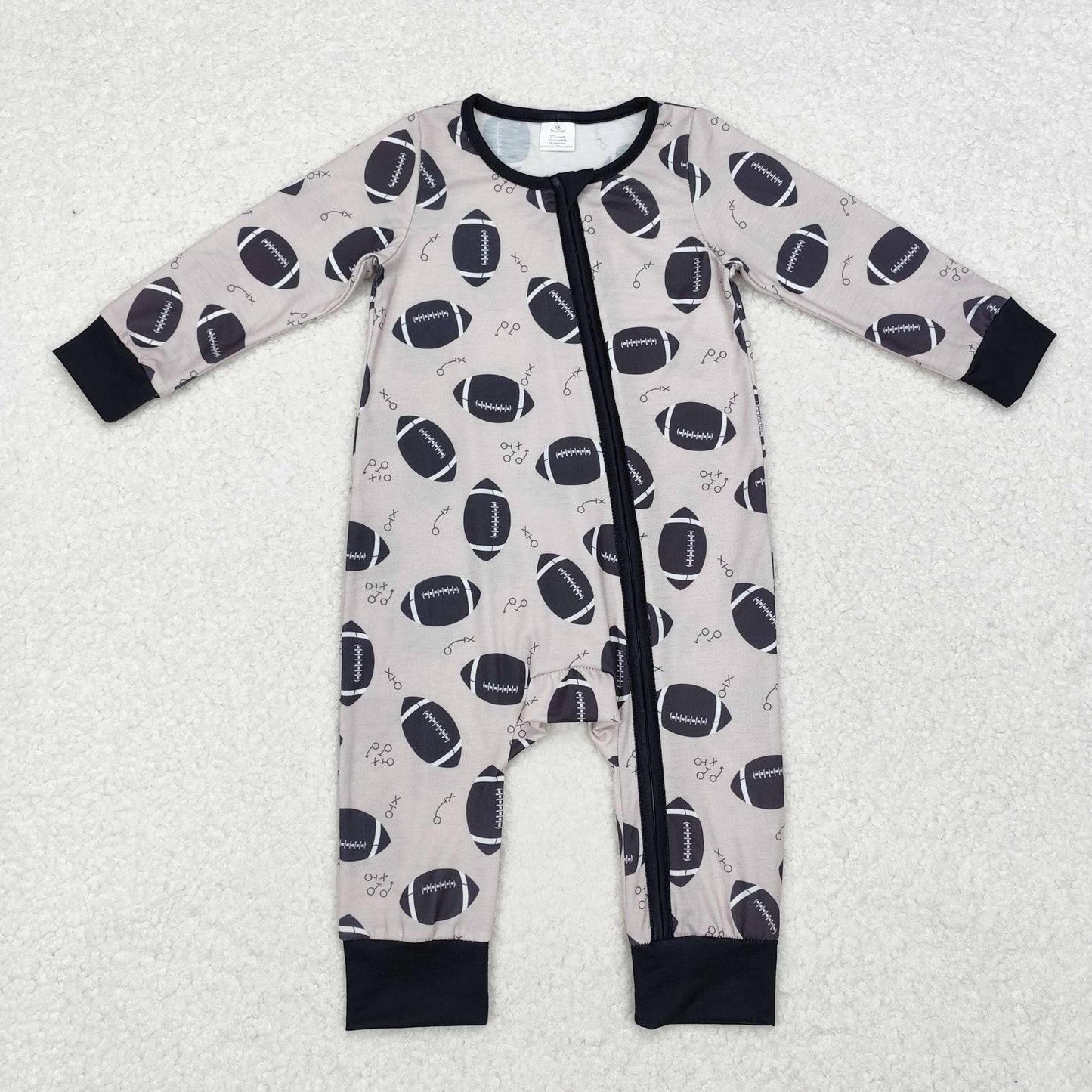 Baseball print Baby Romper With zipper( material contains bamboo )
